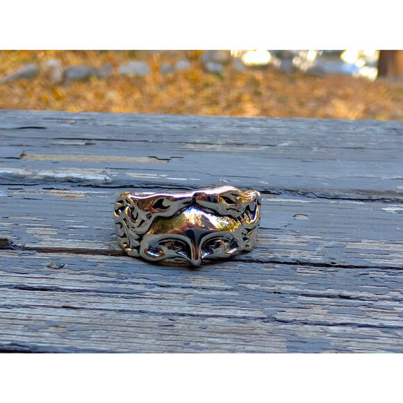 Vintage-Style Jesus Head Flame Ring Size 10 Goth Streetwear - Picture 6 of 8